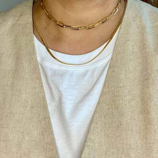 Colar Dourado Fita Diamantada Rígida Ajustável - Image 2