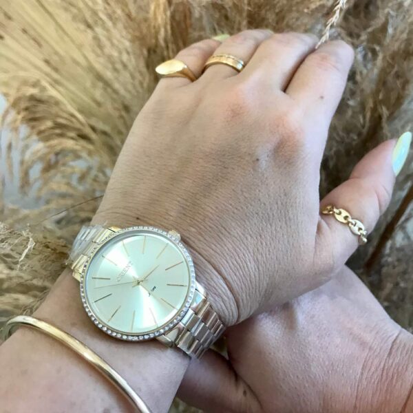 Relógio Orient Feminino Redondo Cristais Austríacos Aço Inox Dourado - Image 2