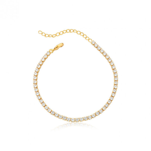 Pulseira Dourada Riviera Zircônias Cristal