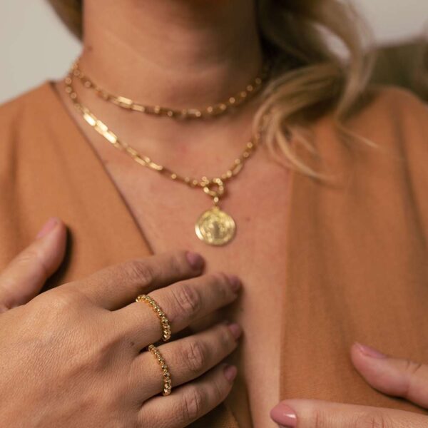 Anel Dourado Bolinhas Liso - Image 2