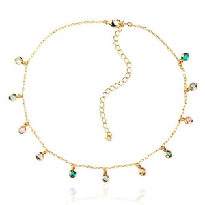 Choker Dourado Zircônias Penduradinhas Colors