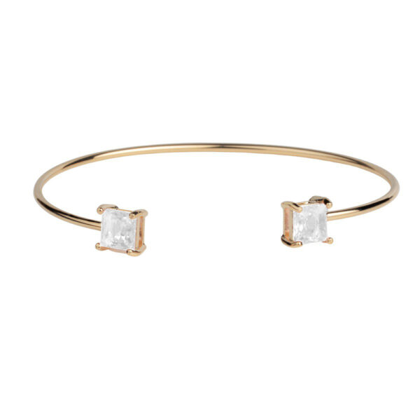 Bracelete Dourado 2 Quadrados Liso Ajustável