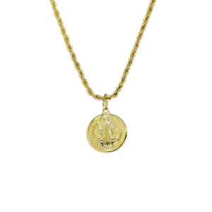Colar Dourado Cordão Baiano Pingente Medalha São Bento