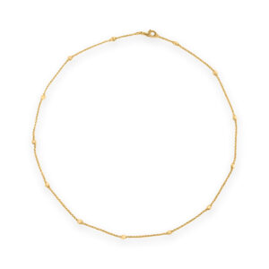 Colar Dourado Elo Português Várias Bolinhas