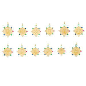 Colar Dourado Medalha Signos Pedrinhas Coloridas