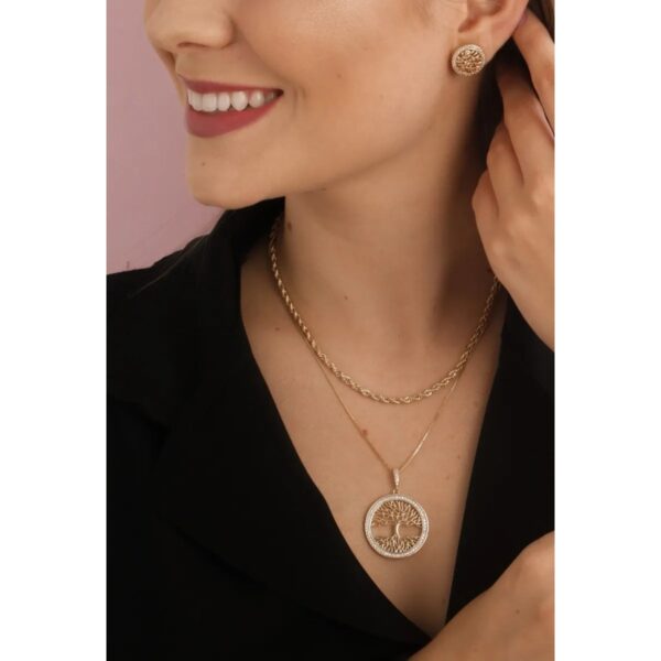 Colar Dourado Árvore da Vida Zircônia Cristal G - Image 2
