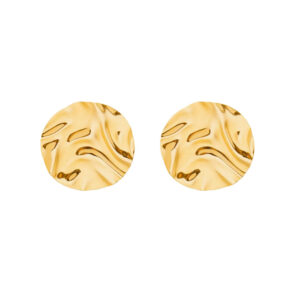 Brinco Dourado Redondo Amassado Orgânico P