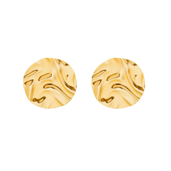Brinco Dourado Redondo Amassado Orgânico P