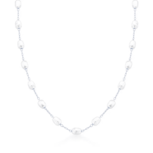 Choker Ródio Várias Pérolas Água Doce Ajustável