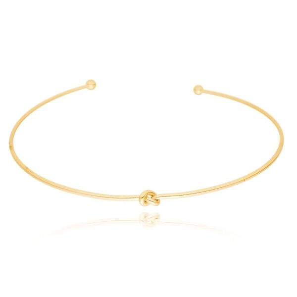 Choker Dourado Aro Nó Liso