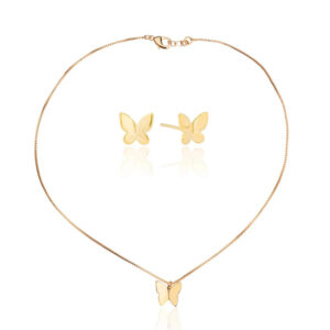 Conjunto Dourado Veneziana Borboleta Liso