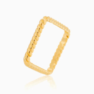 Anel Dourado Quadrado Torcidinho Liso