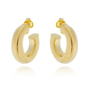 Brinco Dourado Argola Tubo Grossa Lisa P