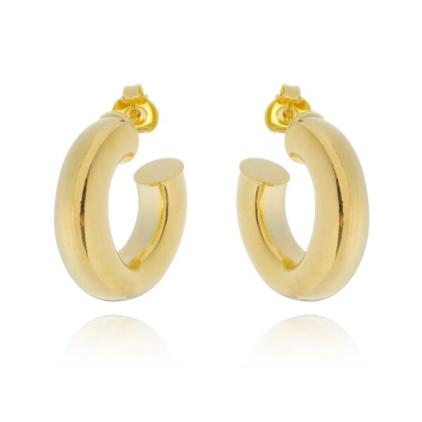 Brinco Dourado Argola Tubo Grossa Lisa P