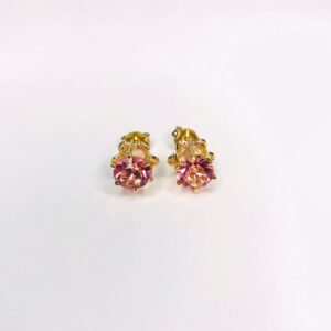 Brinco Dourado Solitário Rosa M