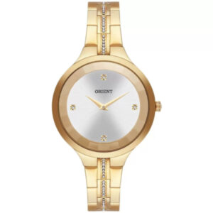 Relógio Orient Feminino Redondo Fio Cravejado Aço Inox Dourado