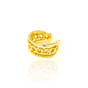 Piercing Fake Dourado 3 Voltas Trançado Bolinhas