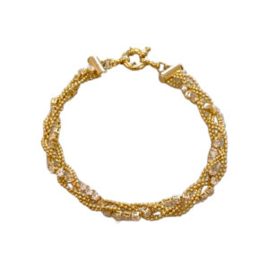 Pulseira Dourada Trançada Bolinhas Riviera