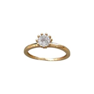 Anel Dourado Solitário Cristal Liso Fino